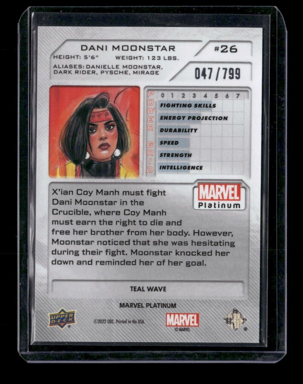 Dani Moonstar #26 Teal Wave /799 Upper Deck 2023 Marvel Platinum