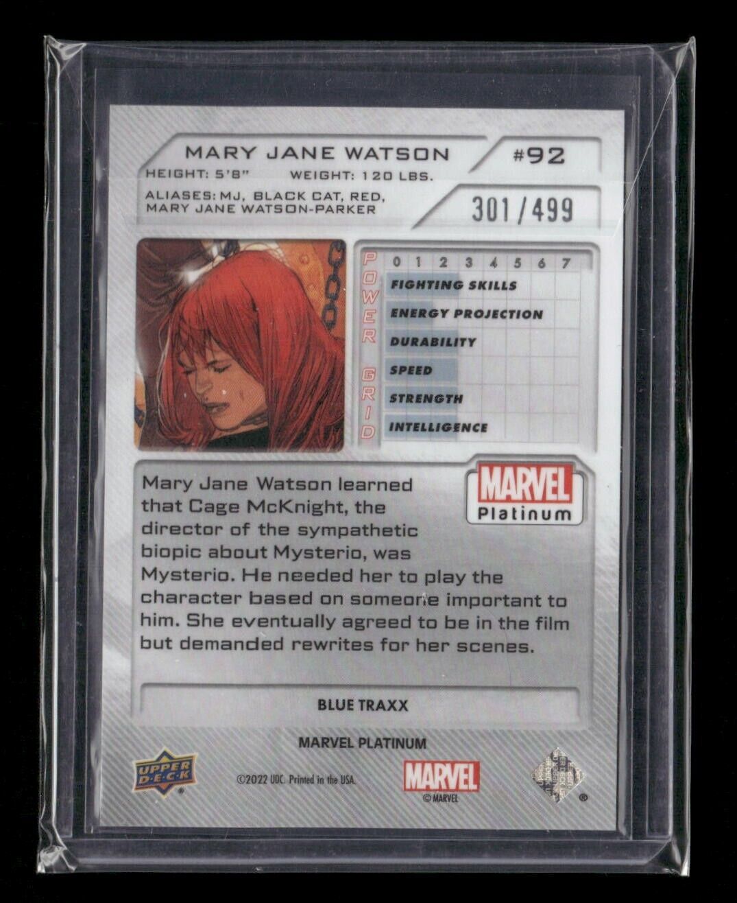 Mary Jane Watson #92 Blue Traxx /499 Upper Deck 2023 Marvel Platinum
