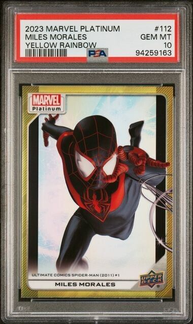 Miles Morales #112 Yellow Rainbow PSA 10 Upper Deck 2023 Marvel Platinum