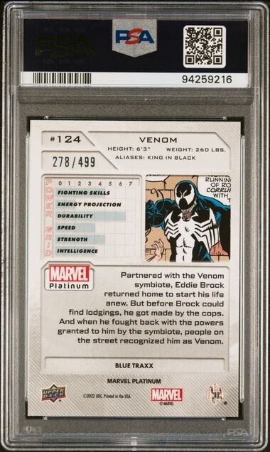 Venom #124 Blue Traxx /499 PSA 9 Upper Deck 2023 Marvel Platinum