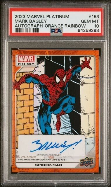 Spider-Man #153 Creator Auto Orange Rainbow /25 PSA 10 UD 2023 Marvel Platinum