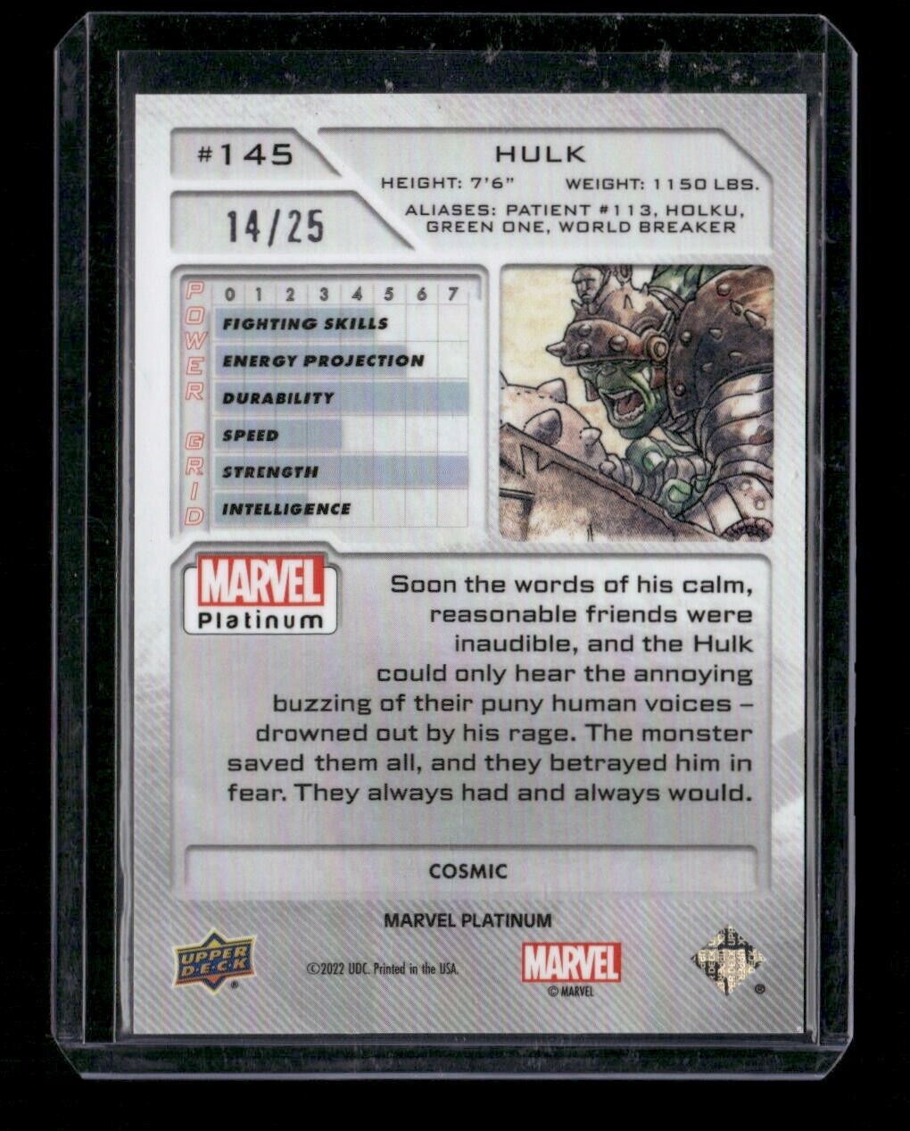 Hulk #145 Cosmic /25 Upper Deck 2023 Marvel Platinum