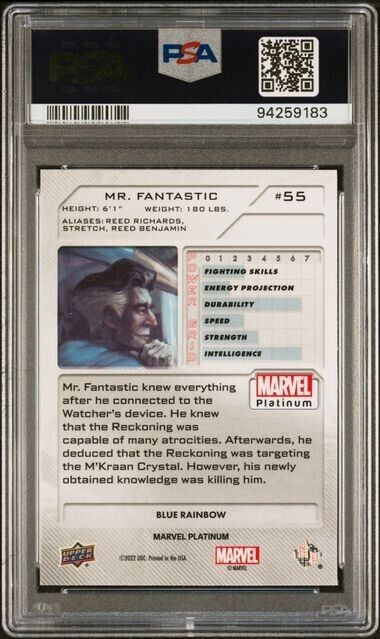 Mr. Fantastic #55 Blue Rainbow PSA 8 Upper Deck 2023 Marvel Platinum