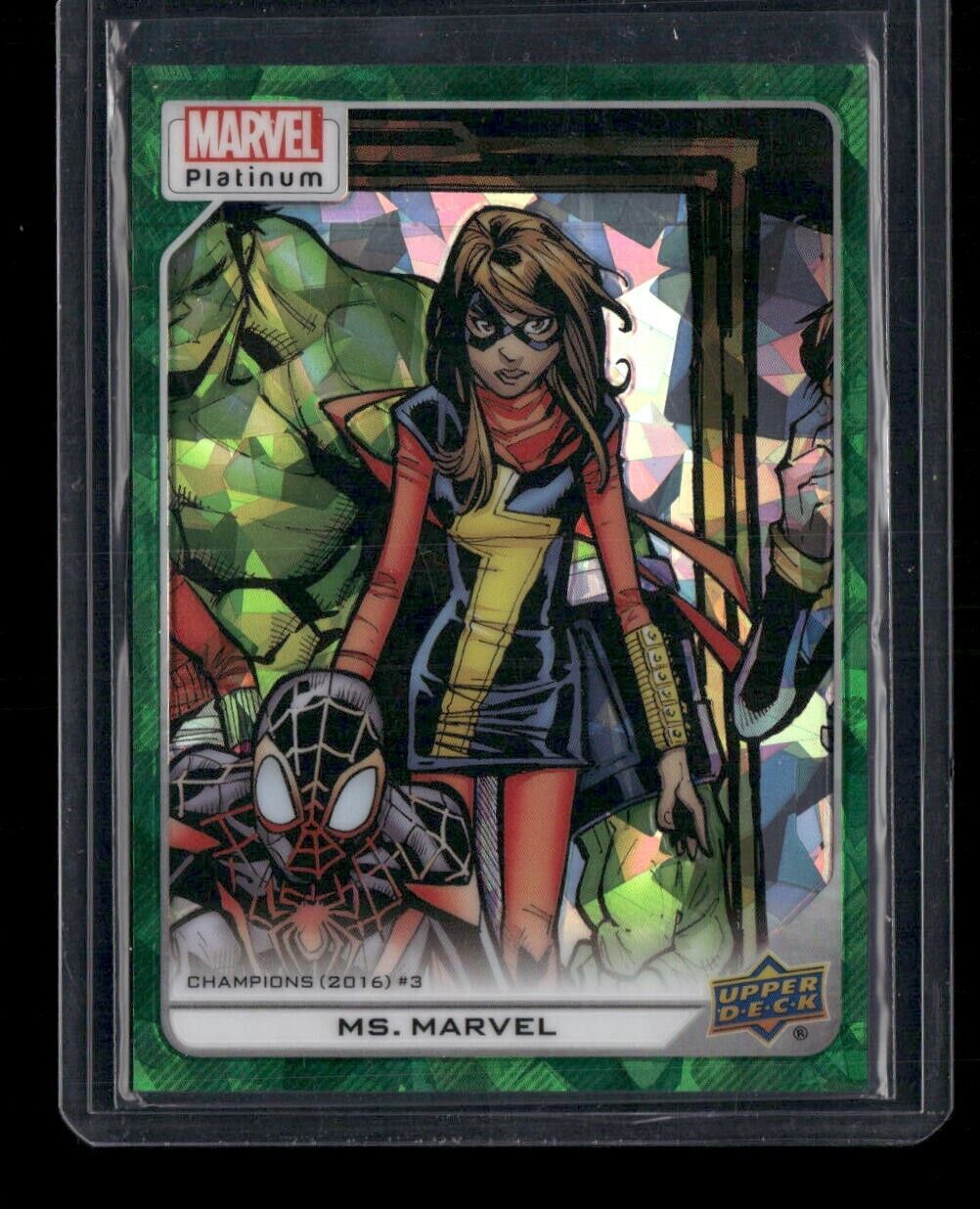 Ms. Marvel #155 Green Crackle /99 Upper Deck 2023 Marvel Platinum