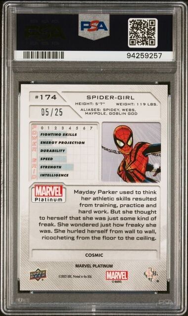 Spider Girl #174 Cosmic /25 PSA 10 Upper Deck 2023 Marvel Platinum