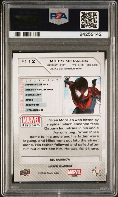 Miles Morales #112 Red Rainbow PSA 9 Upper Deck 2023 Marvel Platinum