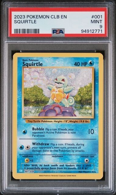 Squirtle Holo #001 PSA 9 CLB TCG Classic Collection 2023 Pokemon Card