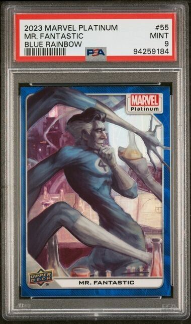 Mr. Fantastic #55 Blue Rainbow PSA 9 Upper Deck 2023 Marvel Platinum