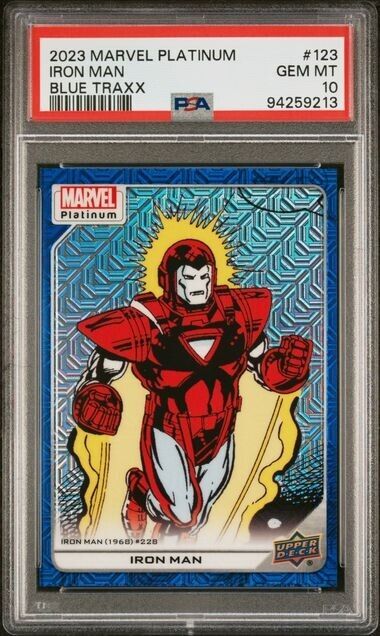 Iron Man #123 Blue Traxx /499 PSA 10 Upper Deck 2023 Marvel Platinum