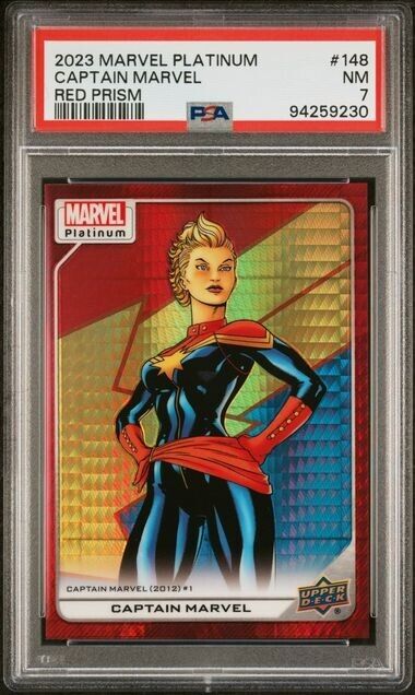 Captain Marvel #148 Red Prism /199 PSA 7 Upper Deck 2023 Marvel Platinum