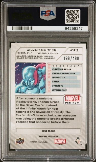 Silver Surfer #93 Blue Traxx /499 PSA 9 Upper Deck 2023 Marvel Platinum