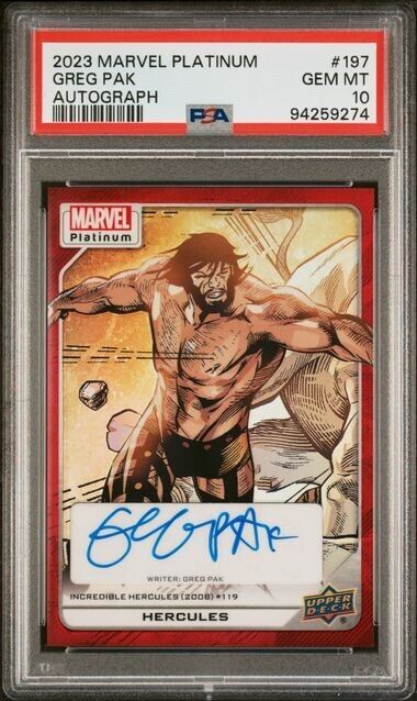 Hercules #197 Creator Auto Red Rainbow PSA 10 Upper Deck 2023 Marvel Platinum