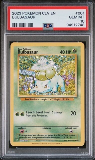 Bulbasaur Holo #001 PSA 10 CLV TCG Classic Collection 2023 Pokemon Card