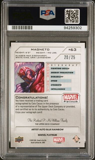 Magneto #63 Artist Auto Blue Rainbow /25 PSA 9 Upper Deck 2023 Marvel Platinum