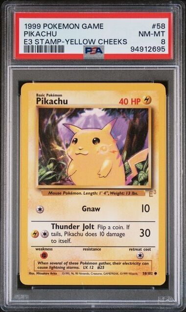 E3 Pikachu Promo #58 PSA 8 Yellow Cheeks 1999 Pokemon Card