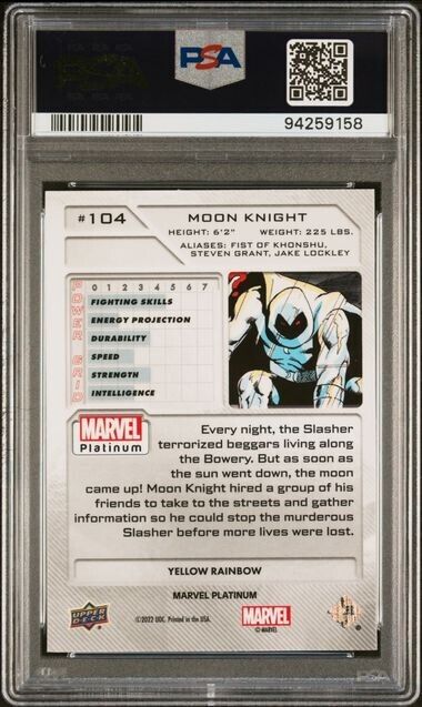 Moon Knight #104 Yellow Rainbow PSA 10 Upper Deck 2023 Marvel Platinum