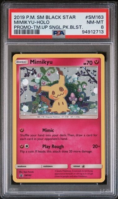 Mimikyu #SM163 Holo PSA 8 2019 Sun & Moon Black Star Promo Team Up Blister