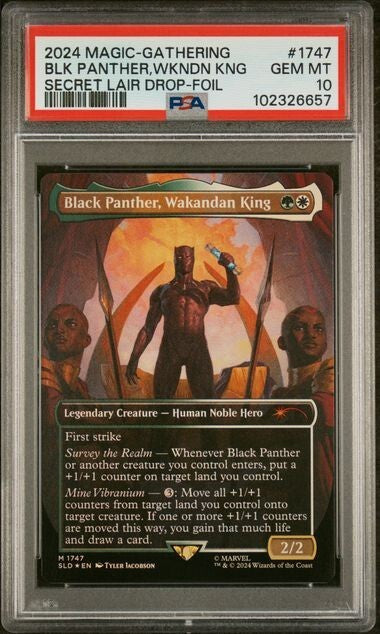 PSA 10 Black Panther, Wakandan King Foil #1747 2024 Magic Marvel Secret Lair