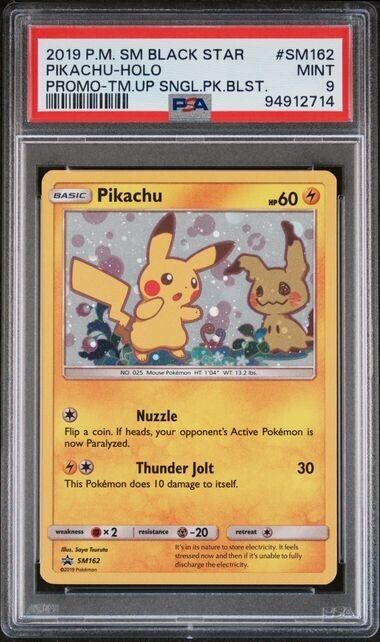 Pikachu #SM162 Holo PSA 9 2019 Sun & Moon Black Star Promo Team Up Blister