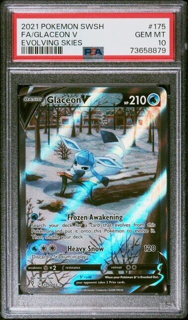 Glaceon V Alt Art #175 PSA 10 2021 Sword & Shield Evolving Skies Pokemon Card