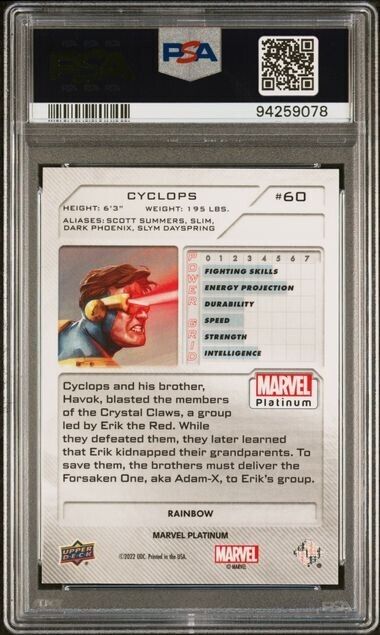 Cyclops #60 Rainbow PSA 10 Upper Deck 2023 Marvel Platinum