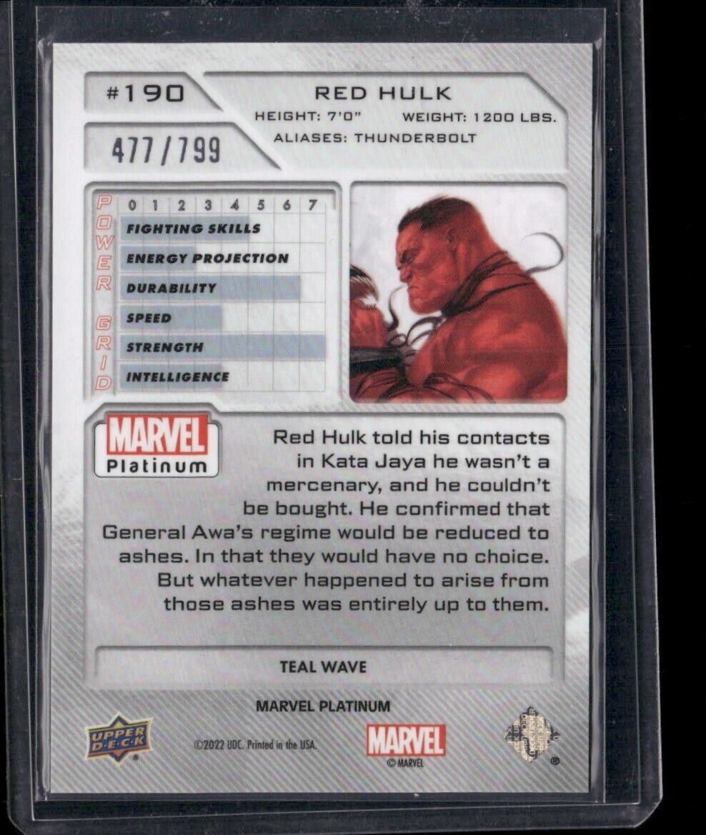 Red Hulk #190 Teal Wave /799 Upper Deck 2023 Marvel Platinum