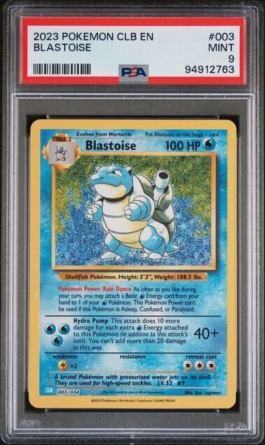 Blastoise Holo #003 PSA 9 CLB TCG Classic Collection 2023 Pokemon Card