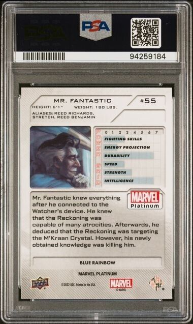 Mr. Fantastic #55 Blue Rainbow PSA 9 Upper Deck 2023 Marvel Platinum