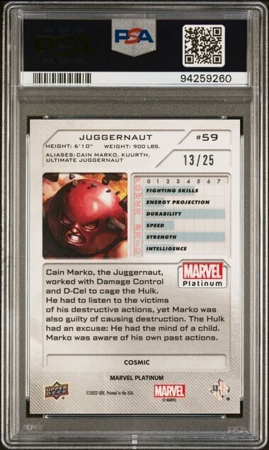 Juggernaut #59 Cosmic /25 PSA 10 Upper Deck 2023 Marvel Platinum