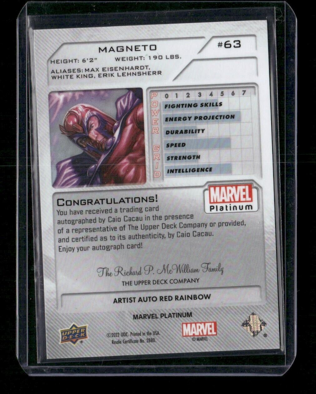 Magneto #63 Artist Auto Red Rainbow Upper Deck 2023 Marvel Platinum