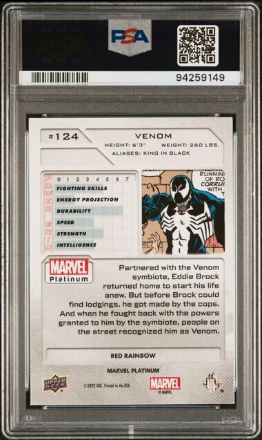 Venom #124 Red Rainbow PSA 9 Upper Deck 2023 Marvel Platinum